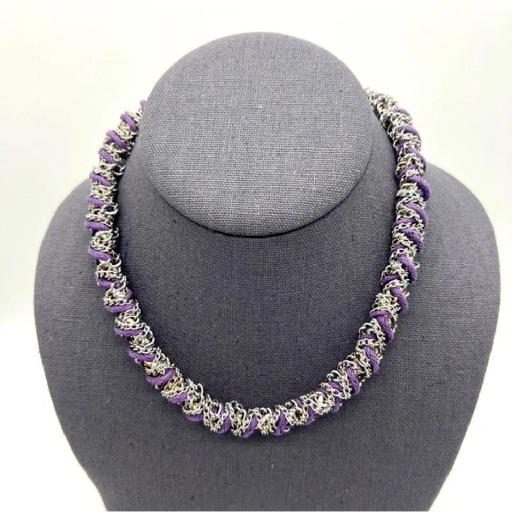 Vintage Purple Silk Rope Style Necklace Choker